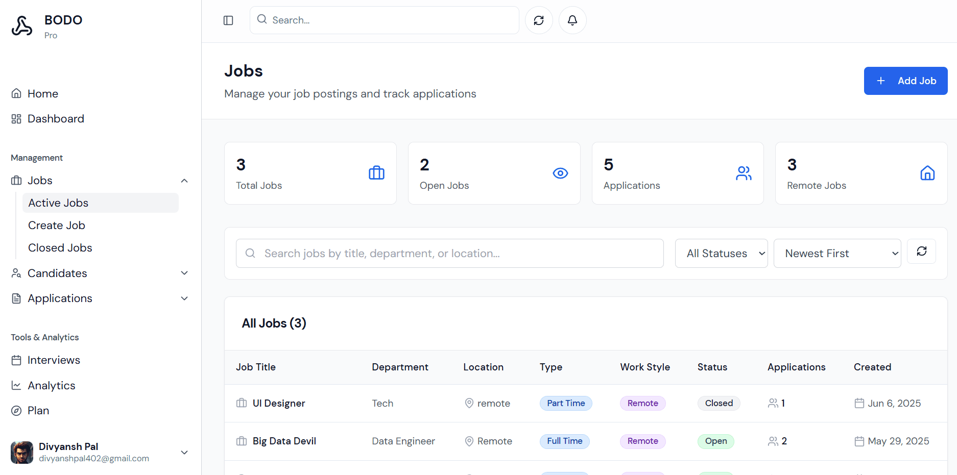 ATS Dashboard Preview